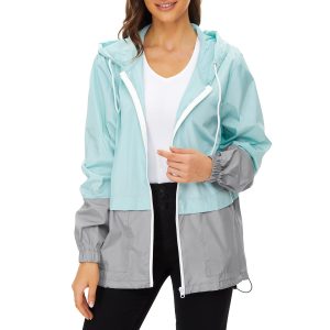 Women Rain Coats Lightweight Waterproof Outdoor Rain Jacket with Hood Packable Raincoats