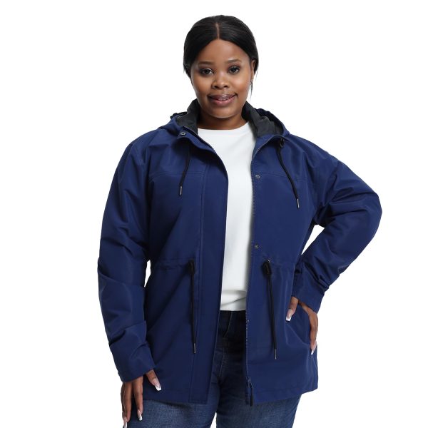 Women's Plus Size Lightweight Windproof Jacket, Water-Resistant Windbreaker Jacket with Hood for Traveling, Hiking, Daily