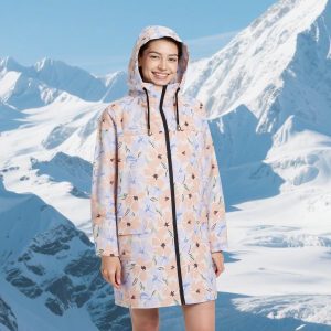 Women Waterproof Lightweight Rain Jacket Outdoor Hooded Raincoat