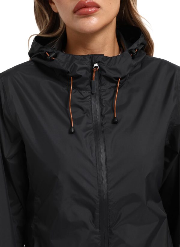 Women's Rain Jacket Lightweight Waterproof Rain Coat with Hooded Windproof Adjustable Windbreaker