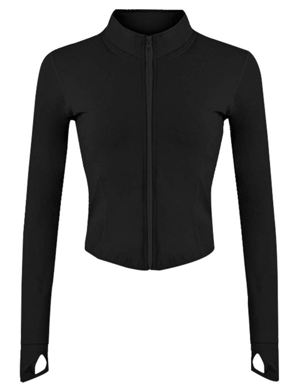 Women's Full Zip Seamless Workout Jacket Running Yoga Slim Fit Track Jacket