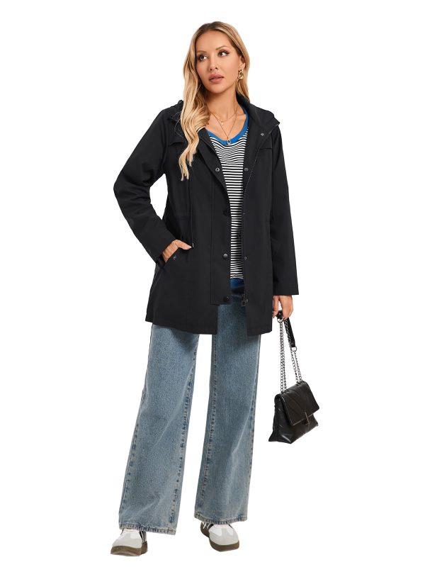 Women's Long Rain Jacket Waterproof Rain Coat with Hood Outdoor Light Raincoats Windbreaker