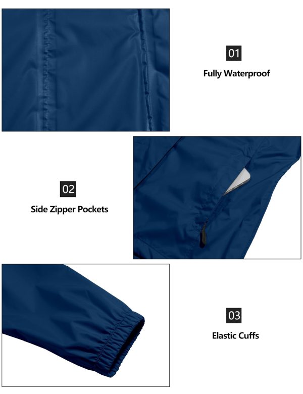 Women's Packable Rain Jacket Waterproof Lightweight Rain Coat with Hood for Golf Cycling Hiking