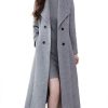 61vmTGJeayL.jpg Women's Chic Shawl Collar Work Double Breasted Maxi Long Wool Pea Coat