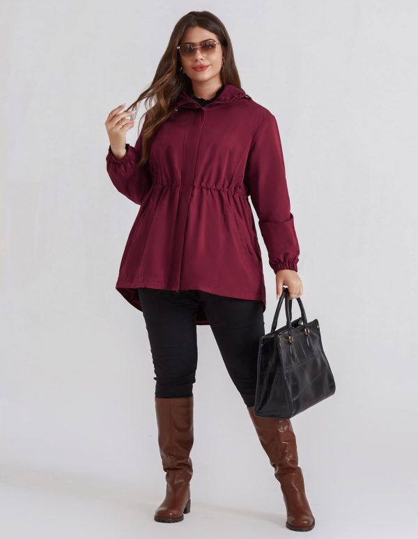 61wEr6GCKPL.jpg Women's Long Rain Jacket Plus Size Fleece Lined Waterproof Hooded Rain Coat Lightweight Pockets Windbreaker Trip