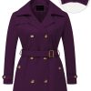 Women's Plus Size Trench Coat Double-Breasted Classic Lapel Overcoat Belted Outerwear Coat with Detachable Hood