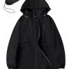 Rain Jacket Women with Hooded Lightweight Waterproof Raincoats Packable Zipper Pockets Windbreakers