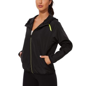 61yJoO5takL.jpg Waterproof Raincoat with Hood Windbreaker Rain Jacket for Women Zipper Lightweight Hiking Outdoor