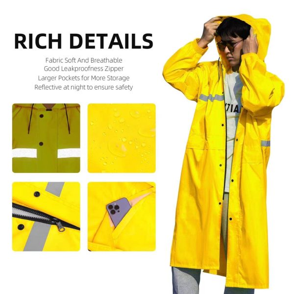 Long Hooded Raincoat Safety Waterproof Emergency Rain Jacket Poncho for Men Women Adults