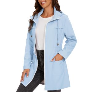 61zV1IdsbL.jpg Rain Jacket Women Waterproof with Hood Windbreaker Jacket Travel Rain Coat Packable Lightweight Long Raincoat