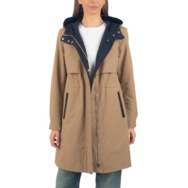 Tanya Womens Hooded Rain Jacket Long Raincoat Trench Coat Windbreaker