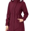 Women's Long Fleece Lined Jackets Warm Winter Windbreaker Rain Coat Hooded Softshell Windproof Insulated