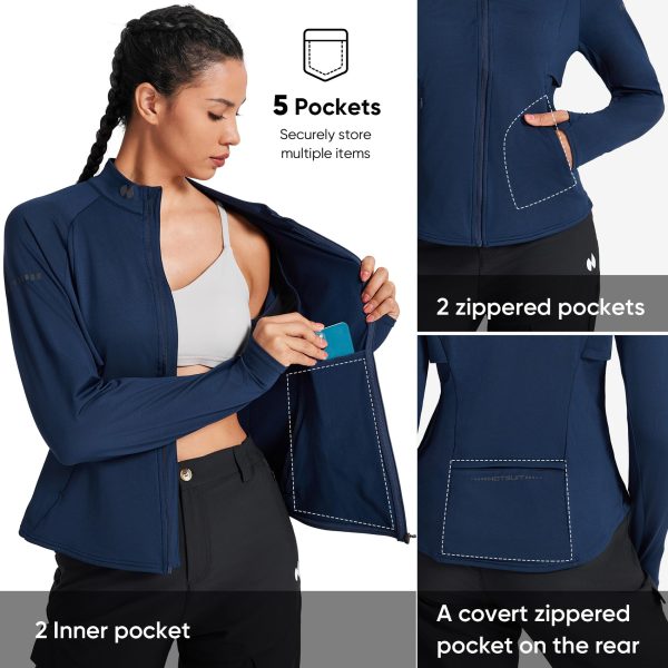 HOTSUIT Women’s Running Jacket Thermal Water Resistant Full Zip Cycling Jacket for Winter Reflective