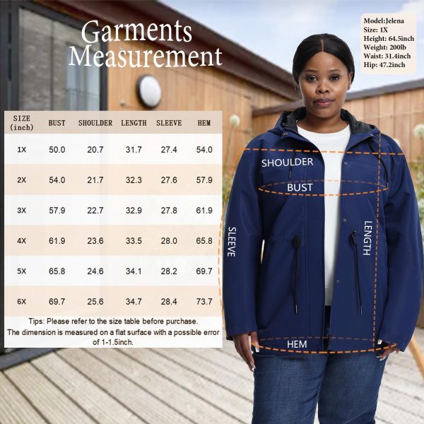 Women's Plus Size Lightweight Windproof Jacket, Water-Resistant Windbreaker Jacket with Hood for Traveling, Hiking, Daily