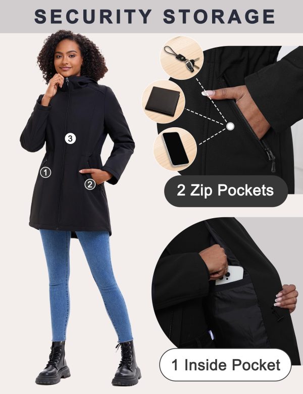 712hCPbuVqL.jpg Women's Waterproof Fleece Lined Softshell Jacket Hooded Breathable Windbreaker Rain Jacket