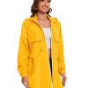 Women Waterproof Hiking Raincoat Outdoor Lined Rain Jacket Lightweight Hooded Jackets Trench Coats