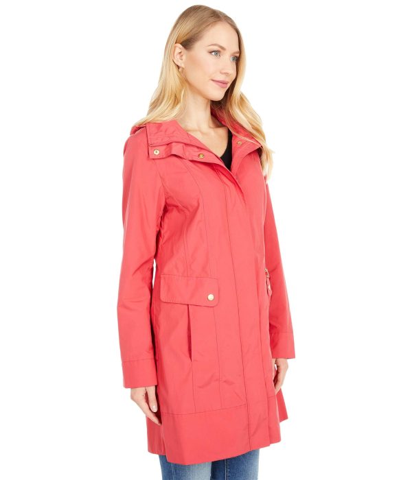 Women's Packable Hooded Rain Jacket with Bow