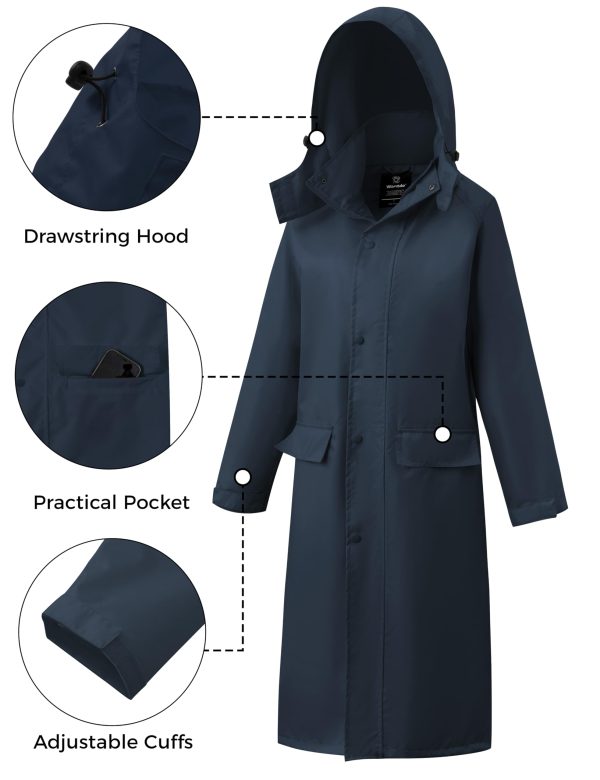 716ZhV3roL.jpg Long Rain Coat for Women Waterproof Raincoat with Hood Full Length Windbreaker Packable Trench Rain Jacket