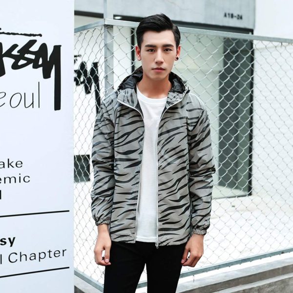 Reflective Light Jacket Men Women Mesh Style Noctilucent Zebra Jackets Waterproof