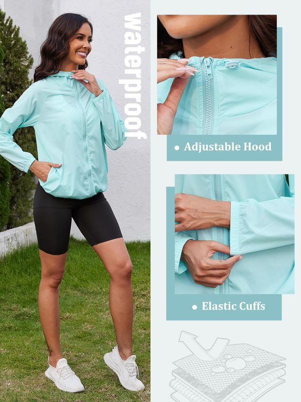 71A46vrZmNL.jpg Rain Jacket Women Lightweight Waterproof Windbreaker Jacket Hooded Packable Rain Coats for Women with Pockets S-XXL