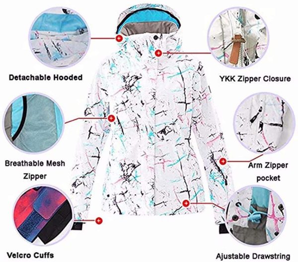 Women's Waterproof Ski Jacket Snowboard Mountain Coat Windproof Winter Warm Snow Rain Coat