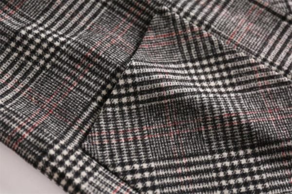 Women Winter Wool Plaid Coat Office England Style Cashmere Coat Three Quarter Windbreaker Jackets Coats