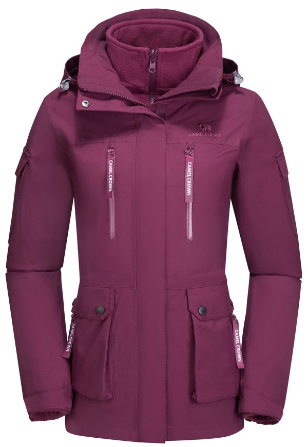 Women's Waterproof Ski Jackets 3 in 1 Snow Jackets Hooded Fleece Winter Coats Windbreaker Snowboard Jackets