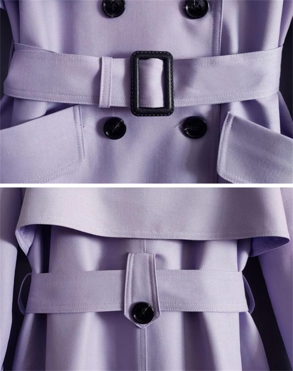 71B4yER9FEL.jpg Women Elegant Long Coats And Jackets Lapel Belted Trench Coat Office Windbreaker Outerwear