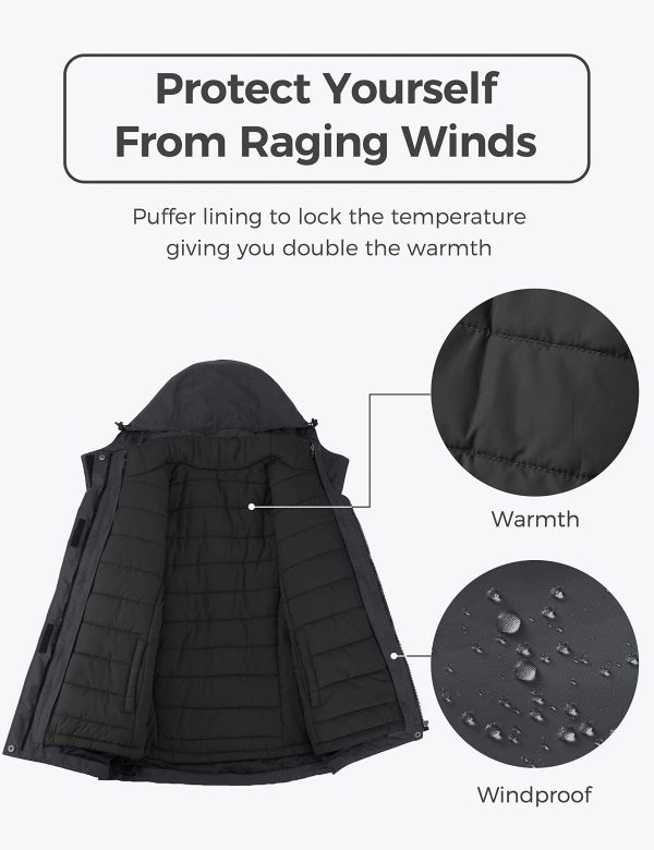 71BUyJNtQbL.jpg Women's 3 in 1 Waterproof Ski Jacket Mountain Snowboarding Jacket Winter Snow Coat