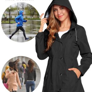 Womens Lightweight Hooded Waterproof Active Outdoor Rain Jacket S-XXL