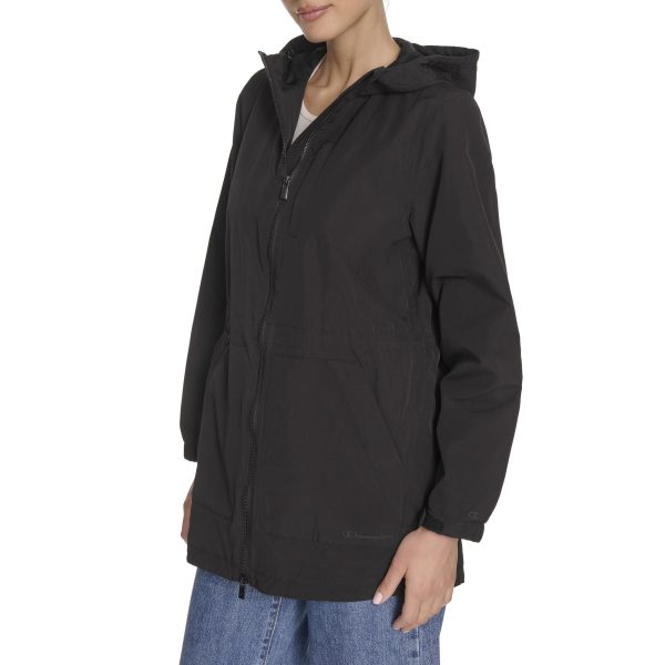Women's Hooded Cinch Waist Rain Jacket