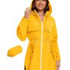 Women Waterproof Hiking Raincoat Outdoor Lined Rain Jacket Lightweight Hooded Jackets Trench Coats