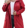 71KVGHuSqhL.jpg Plus Size Rain Jackets For Women Waterproof Rain Coats with Hood Lightweight Windbreaker Outdoor Trench Coat
