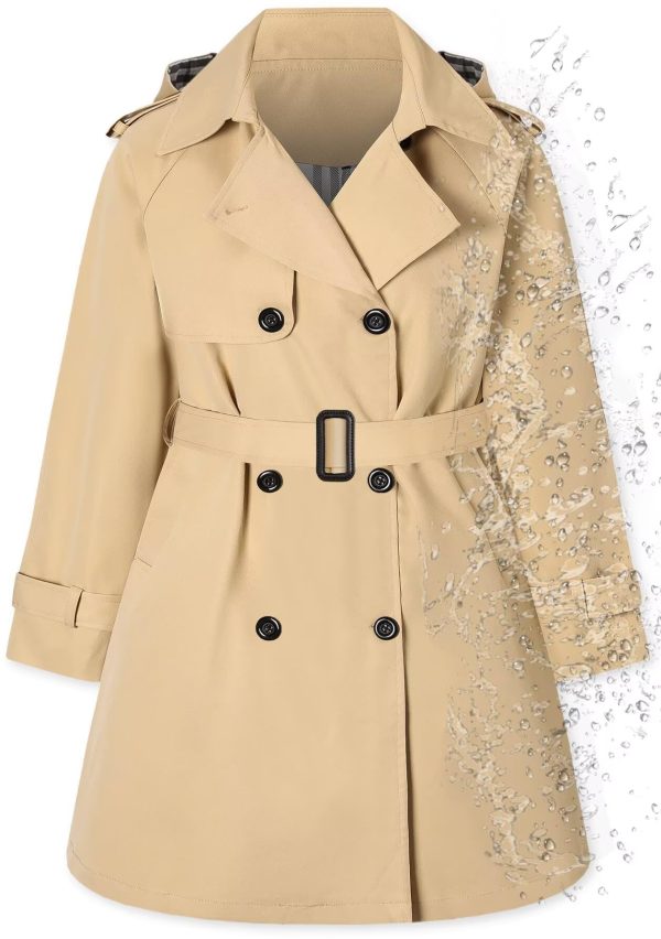 Girls & Women's Rain Jackets Waterproof Hooded Trench Coat,3 Years - Women 2XL