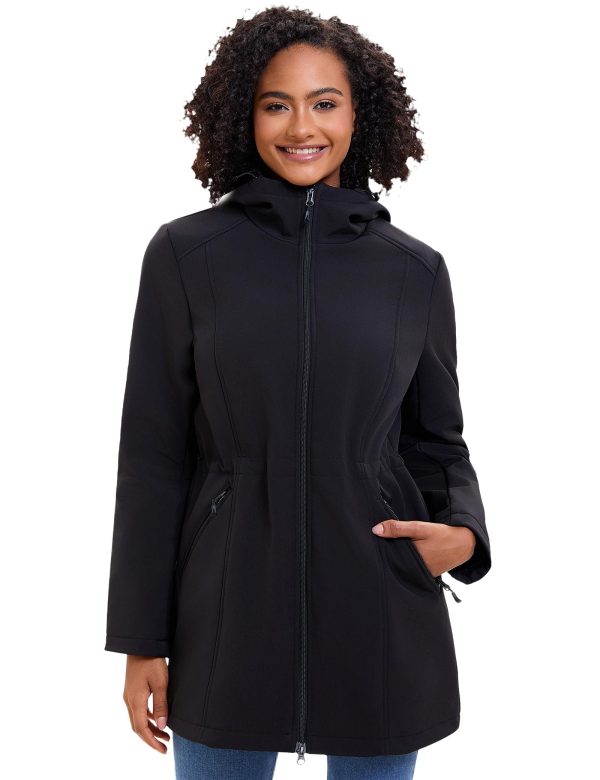 71LJyTfbVL.jpg Women's Waterproof Fleece Lined Softshell Jacket Hooded Breathable Windbreaker Rain Jacket