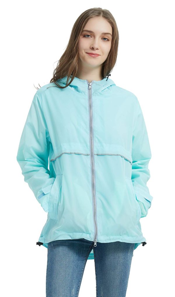 Women Rain Jacket Lightweight Waterproof Raincoat Hooded Windbreaker
