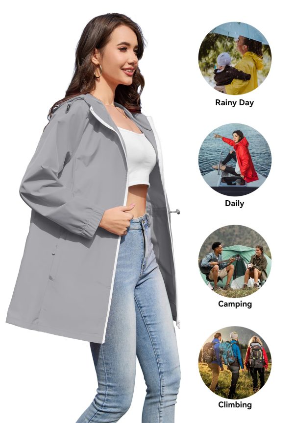 Waterproof Rain Jacket Women Lightweight Raincoat for Women Packable Hooded Windbreaker for Outdoor Travel Hiking