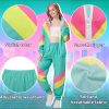 71Od3KFgmmL.jpg 80s Tracksuit for Women Retro Windbreaker Outfit 90s Color Block Sportswear Set with Jacket Sweatpants