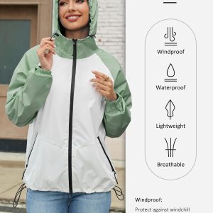 Packable Rain Jacket Women Waterproof Lightweight Rain Coats for Women with Hood Outdoor Windbreaker Jacket S-XXL