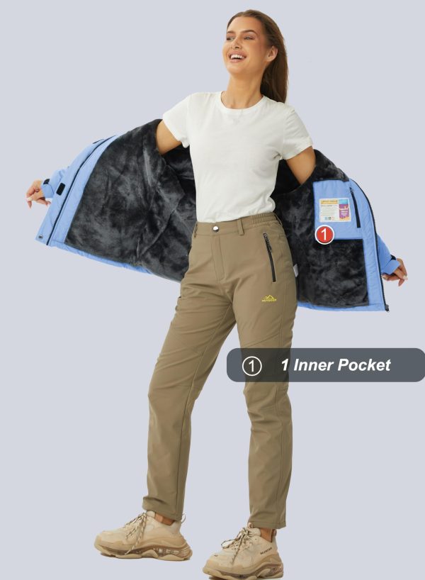 71RSCx1haTL.jpg Women's Ski Jacket Waterproof Insulated Snow Jacket Warm Windproof Winter Coats with Hood Fleece Lined Jacket