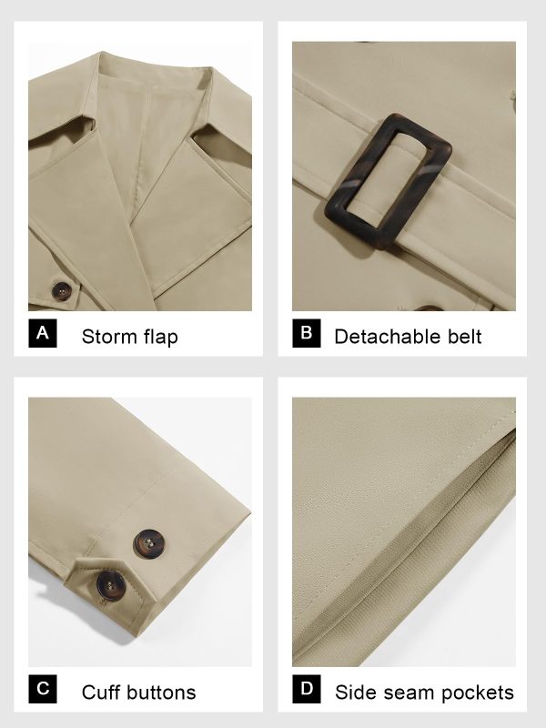 71Rm1kMzTWL.jpg Womens Double Breasted Long Trench Coat Oversized Classic Lapel Belted Overcoat