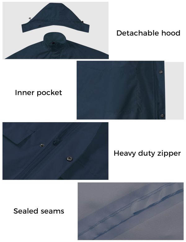 71RxYdO3FyL.jpg Long Rain Coat for Women Waterproof Raincoat with Hood Full Length Windbreaker Packable Trench Rain Jacket