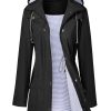 Raincoat Women Waterproof Long Hooded Trench Coats Lined Windbreaker Travel Jacket S-XXL