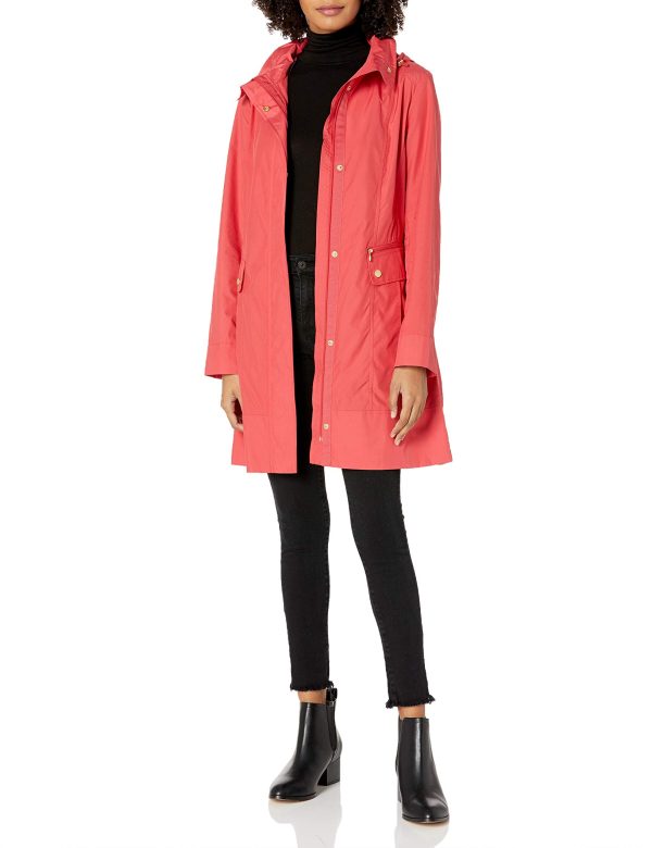Women's Packable Hooded Rain Jacket with Bow