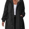 71YjDMqdExL.jpg Women's Rain Jacket Plus Size Long Raincoat Lightweight Hooded Windbreaker Waterproof Jackets with Pockets