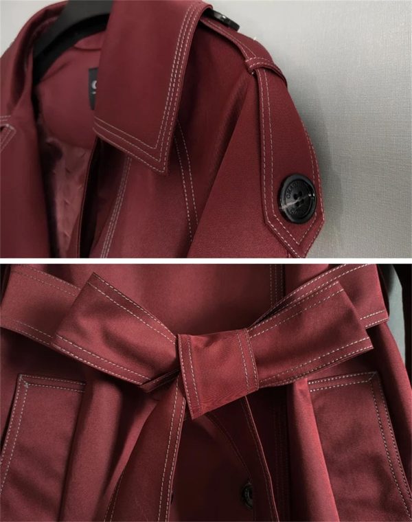 Women Elegant Long Trench Coat For Lapel Belted Coats And Jackets Office Windbreaker Outerwears