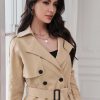 Women's Double Breasted Short Trench Coat with Belt