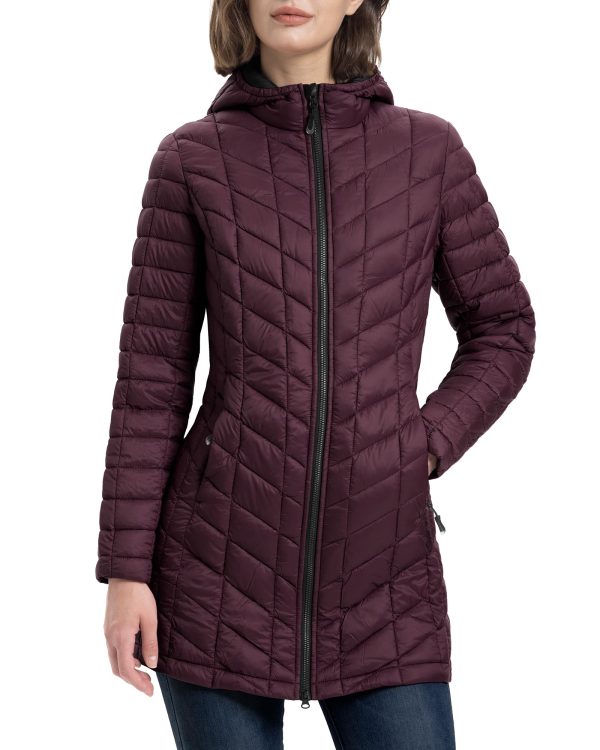 Women's Long Puffer Jacket with Hood, Lightweight Warm Puffy Quilted Winter Coats