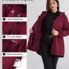 71hMGXxs-KL.jpg Women's Long Rain Jacket Plus Size Fleece Lined Waterproof Hooded Rain Coat Lightweight Pockets Windbreaker Trip