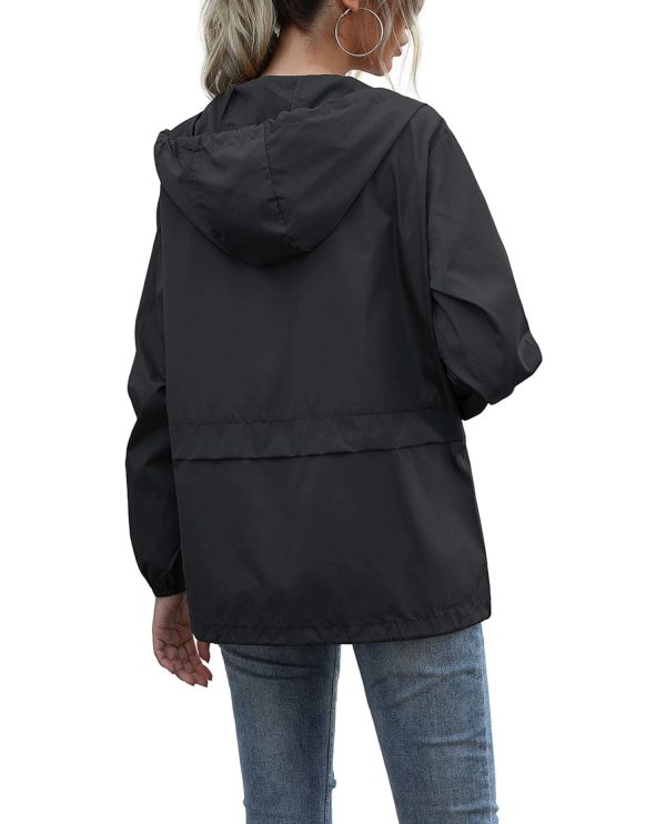 Women's Waterproof Raincoat Lightweight Rain Jacket Hooded Windbreaker with Pocket for Outdoor